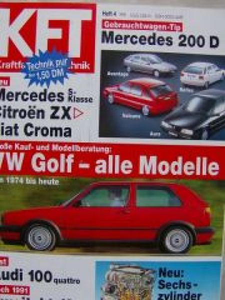KFT 4/1991 Mercedes Benz 200D W124, Mazda 121, Audi 100 quattro