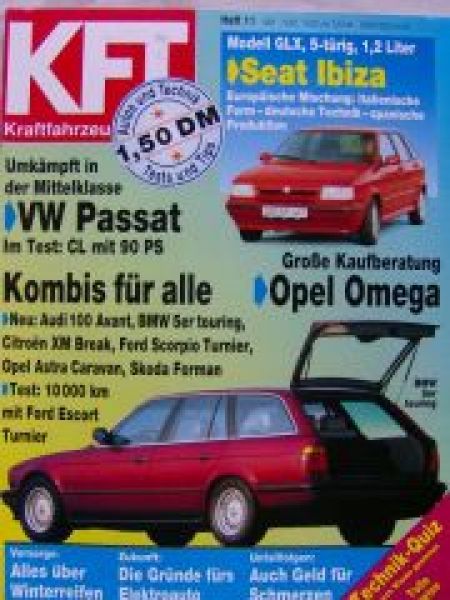 KFT 11/1991 E34 Touring, Kaufberatung Opel Omega,Audi 100 C4 Ava