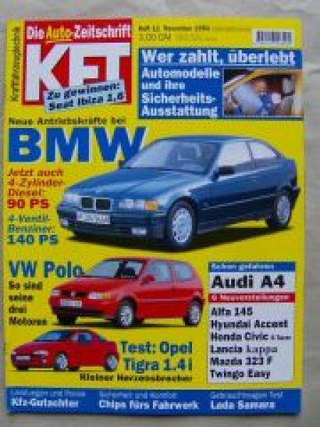 KFT 11/1994 Opel Tigra 1.4i, A4, Mazda 323F, Lancia kappa, E36