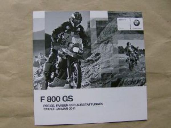 BMW F800 GS Preisliste Januar 2011
