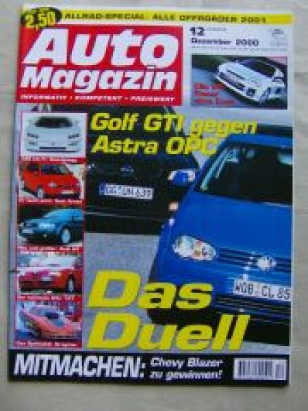 Auto Magazin 12/2000 Clio V6, Koenigsegg, VW Golf GTI vs. Opel A