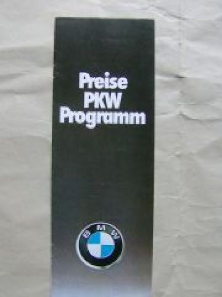 Preise PKW Programm März 1977 1520 E21 E12 E3 E24