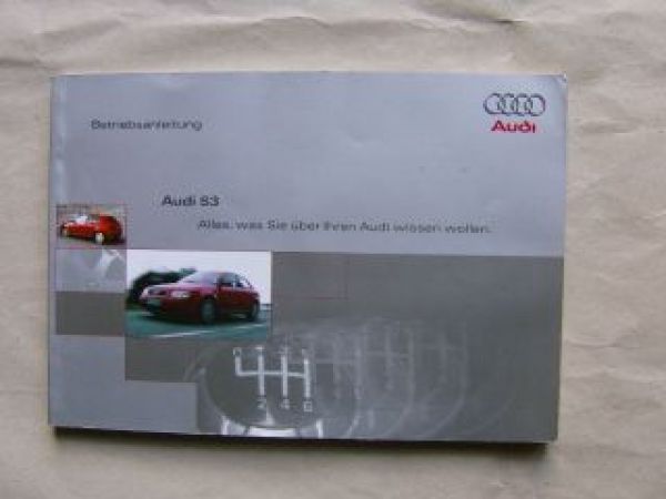 Audi S3 Betriebsanleitung November 1999 Rarität Typ8L
