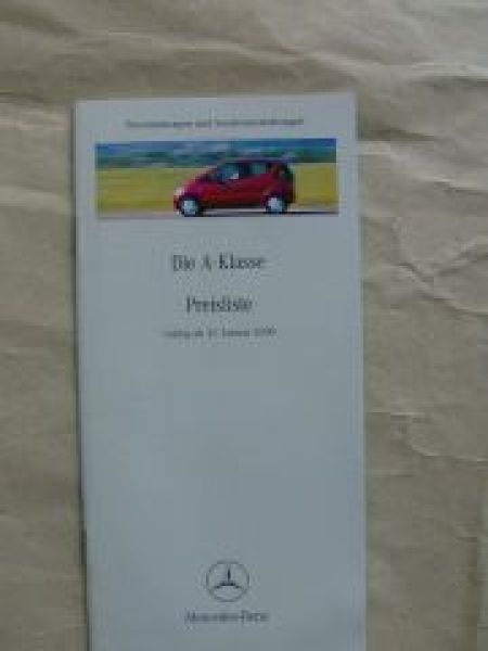 Mercedes Benz Preisliste A-Klasse BR168 31.Januar 2000