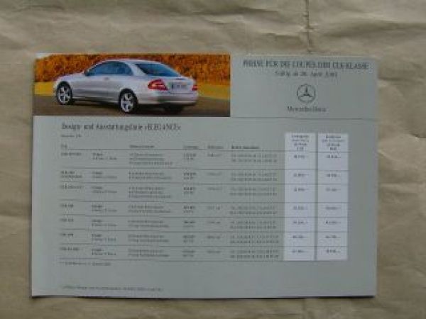 Mercedes Benz Preisliste CLK-Klasse Coupès 28.April 2003 BR209