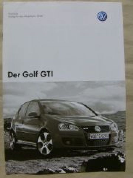 VW Golf6 GTI Preisliste 31.Mai 2007