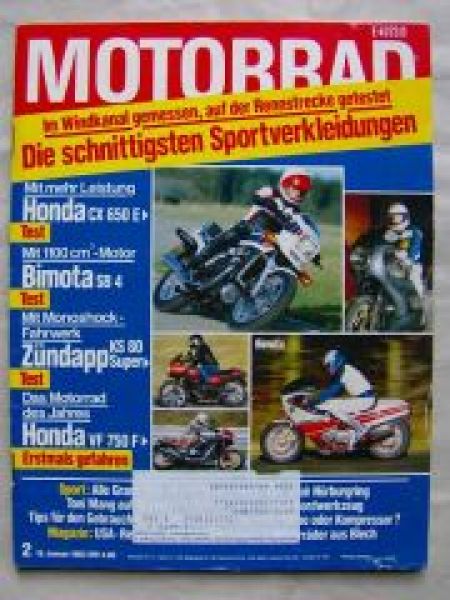 Motorrad 2/1983 Honda CX 650E, Binota SB4, Zündapp KS80 Super