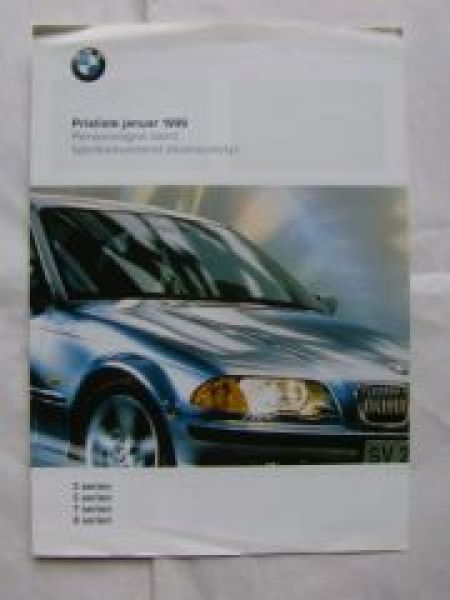 BMW Prisliste Januar 1999 Z3,E46,E36,E39,E38,E31