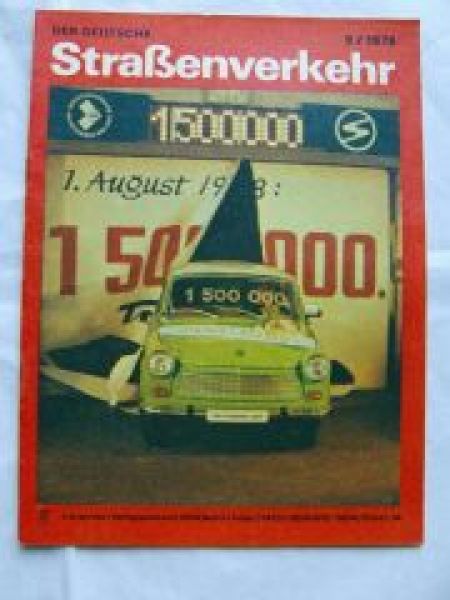 Der Deutsche Straßenverkehr 9/1978 Trabant Jubiläum,Kupplung und