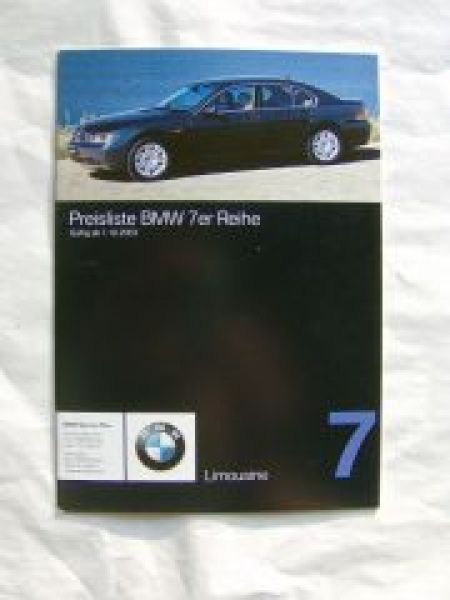 BMW 730i/Li-760i/Li,730d,740d E65 E66 Schweiz +Preisliste Septem