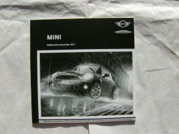 BMW Mini Preisliste November 2011 One +Minimalist +Cooper +S+D