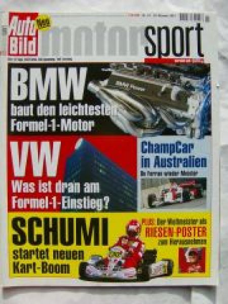 Auto Bild Motorsport 23/2001 BMW F1-Motor, M3 GTR ALMS +Poster