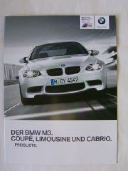 BMW M3 coupè Limousine Cabrio E90 E92 E93 September 2011