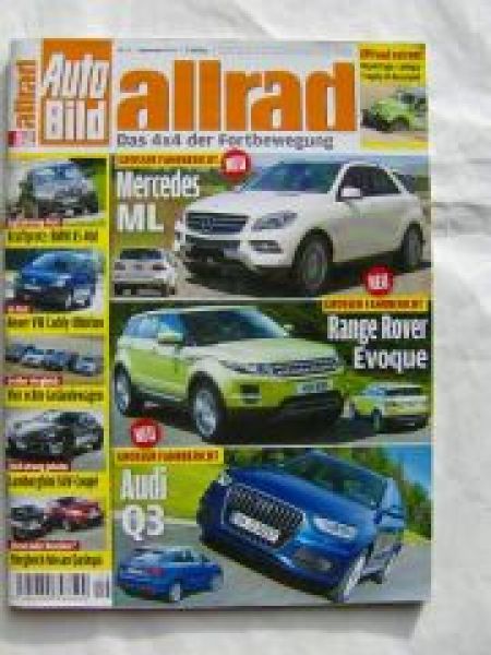 Auto Bild allrad 9/2011 X5 40d E70 test,Audi Q3,Range Rover Evoq