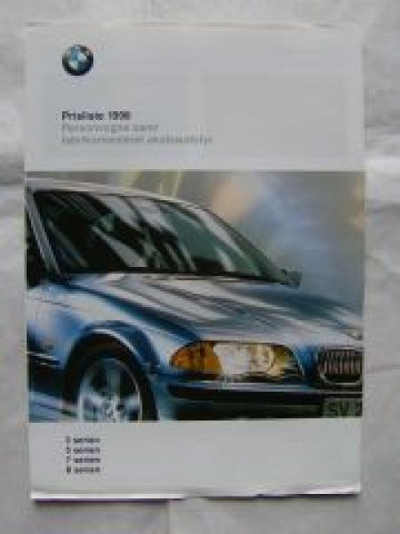 BMW Prislista 1998 Personvogne samt fabriksmonteret ekstraudstyr