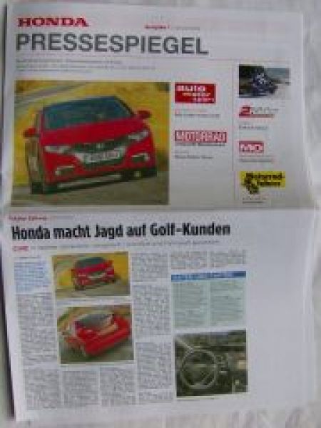 Honda Pressespiegel 1/2012 CIVIC,S800, NC 700X,Fireblade