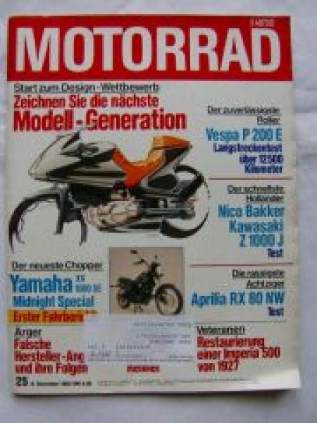 Motorrad 25/1982 Vespa P200E, Kawasaki Z 1000J,Aprilia RX 80NW