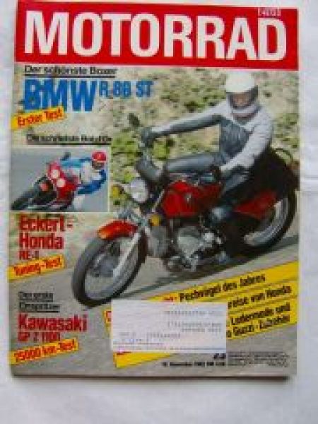 Motorrad 23/1982 Kawasaki GP Z1100,Honda RE-1,BMW R80 ST