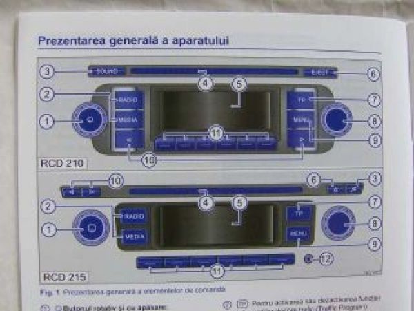 VW RCD 210, RCD 215 Radio Anleitung Rumänisch März 2011