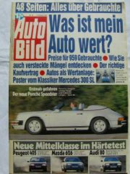 Auto Bild 43/1987 Porsche 911 Speedster,Audi 80,Mazda 626,Peugeo