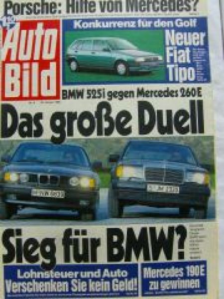 Auto Bild 4/1988 BMW 525i E34 vs. 260E W124,Fiat Tipo