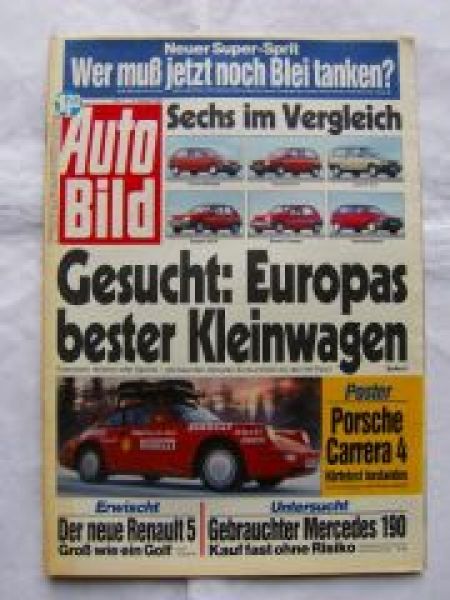 Auto Bild 2/1989 Porsche Carrera 4 Poster,W201,Vergleich Kleinwa
