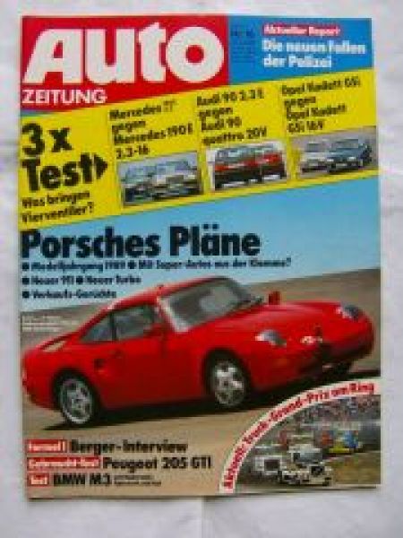 Auto Zeitung 16/1988 Mercedes 190E,Audi 90,Opel Kadett GSi