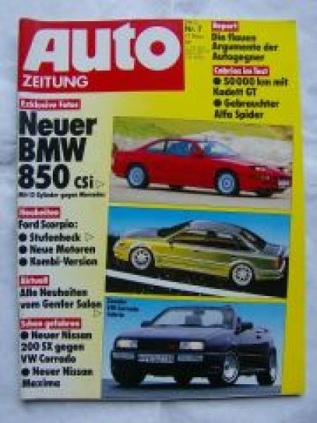 Auto Zeitung 7/1989 BMW E31,Zender Corrado Cabrio
