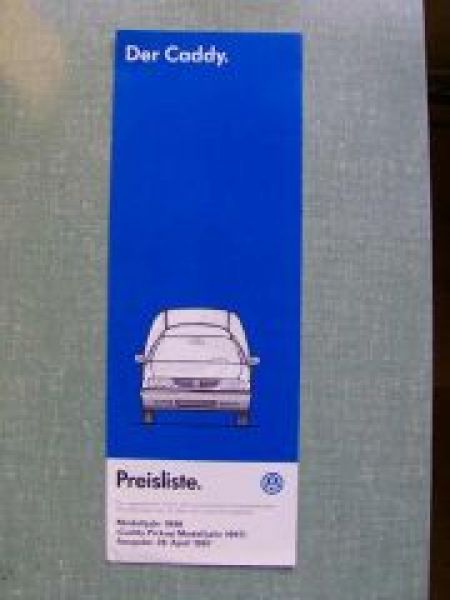 VW Preisliste Caddy April 1997