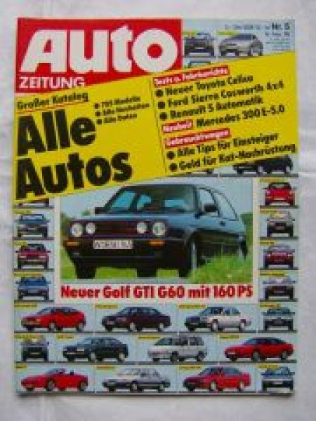 Auto Zeitung 5/1990 VW Golf GTI G60,Celica,Sierra Cosworth 4x4