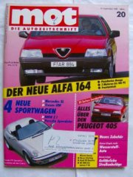 mot 20/1987 Alfa 164, Peugeto 405,BMW Z1,911 Speedster