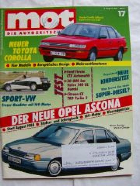 mot 17/1987 Corolla,Ascona,Treser 16V Roadster,Fiesta 1.1,CX 25