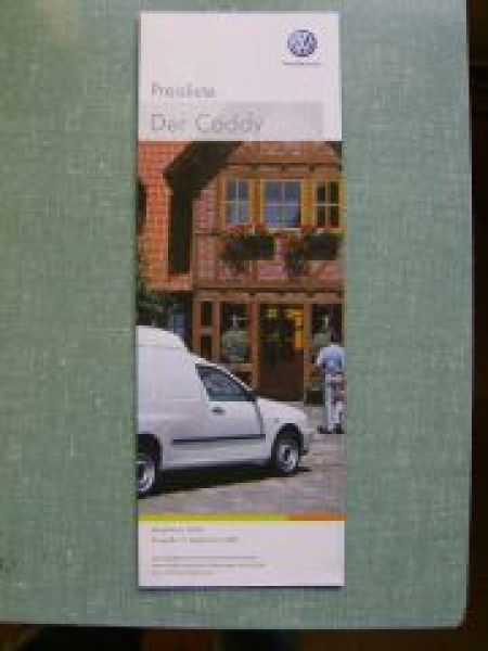 VW Preisliste Caddy 2001