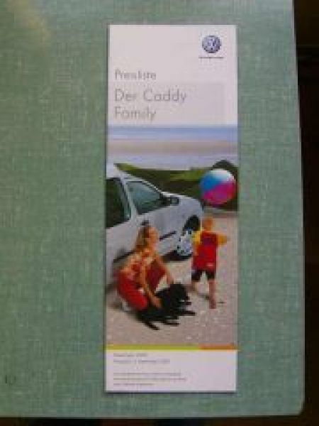 VW Caddy Family Preisliste 2001