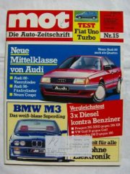 mot 15/1985 Fiat Uno Turbo 205XRD vs. 205XR,Golf Diesel,190d vs.