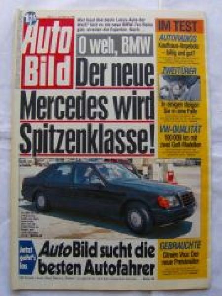 Auto Bild 7/1990 Citroen Visa, Golf II Dauertest,W140,Sierra Cos