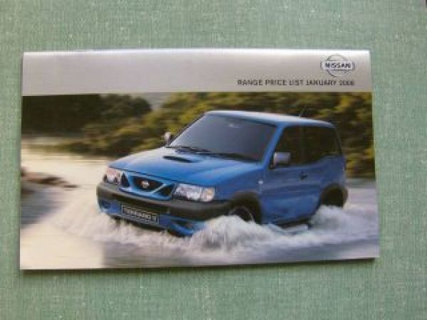 Nissan Range Price List January 2000 UK
