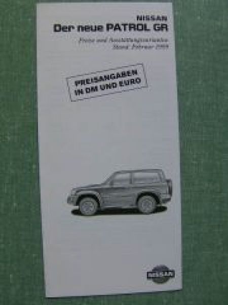 Nissan Neue Patrol GR 2/1999 Preisliste