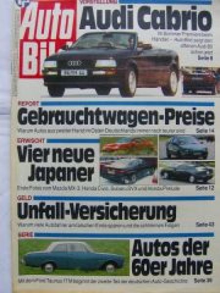 Auto Bild 6/1991 Mazada MX-3,Civic,Subaru SVX,Prelude,Audi Cabri