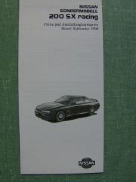 Nissan 200 SX racing 9/1998 Preisliste