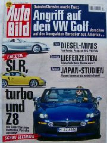 Auto Bild 7/2000 SLR,911 turbo,Z8 E52,Punto 1.9JTD,206 HDi,Polo
