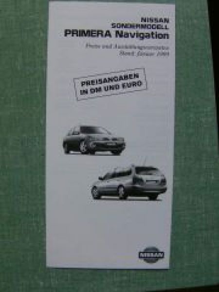 Nissan Primera Navigation 1/1999 Preisliste