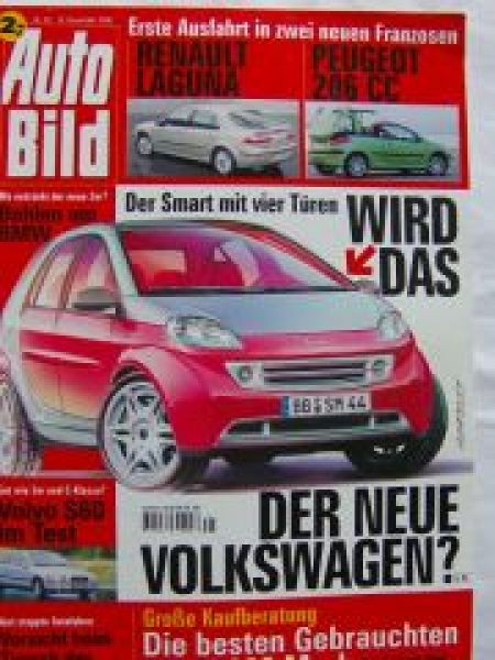 Auto Bild 45/2000 Volvo S60, Peugeot 206 CC, Renault Laguna