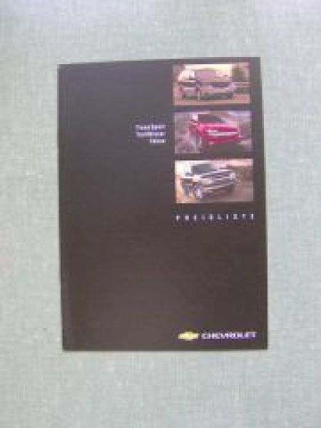 Chevrolet Preisliste TransSport Trail Blazer Tahoe 2004 NEU
