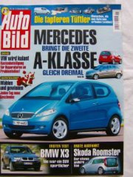 Auto Bild 49/2003 BMW X3 E83,Skoda Roomster,Agila,Zafira,Meriva