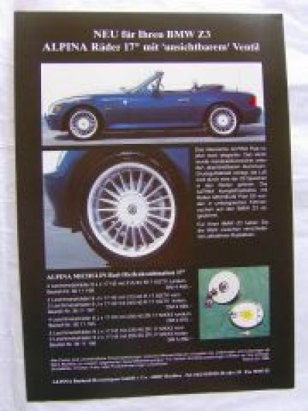 Alpina Räder 17" Zoll BMW Z3 Roadster Juli 1996 NEU
