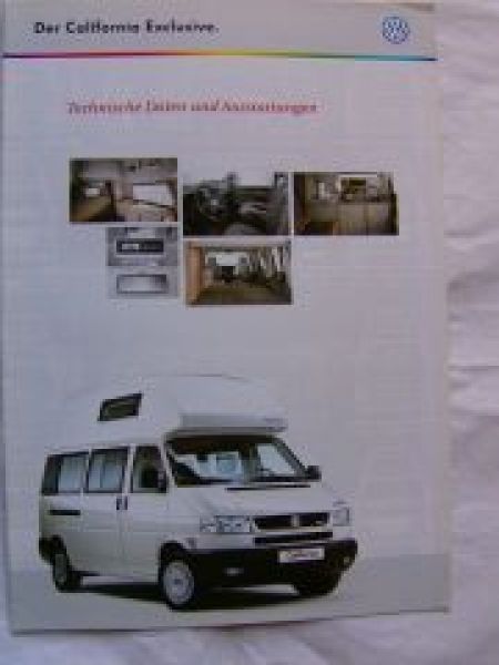 VW T4 Calfornia Exclusive Technische Daten/Ausstattungen