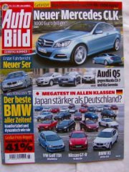 Auto Bild 3/2010 BMW 5er F10, Golf TDi, Nissan GT-R,X1 xDrive20d