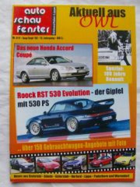 auto schau fenster 8+9/1998 Honda Accord Coupè,Roock RST 530 Evo