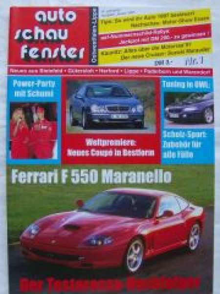 auto schau fenster 1/1997 Ferrari F550 Maranello, CLK W208,